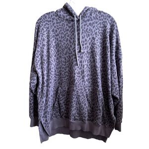 American Eagle Purple Leopard Soft Oversized Jegging Fit Hoodie Sz Medium